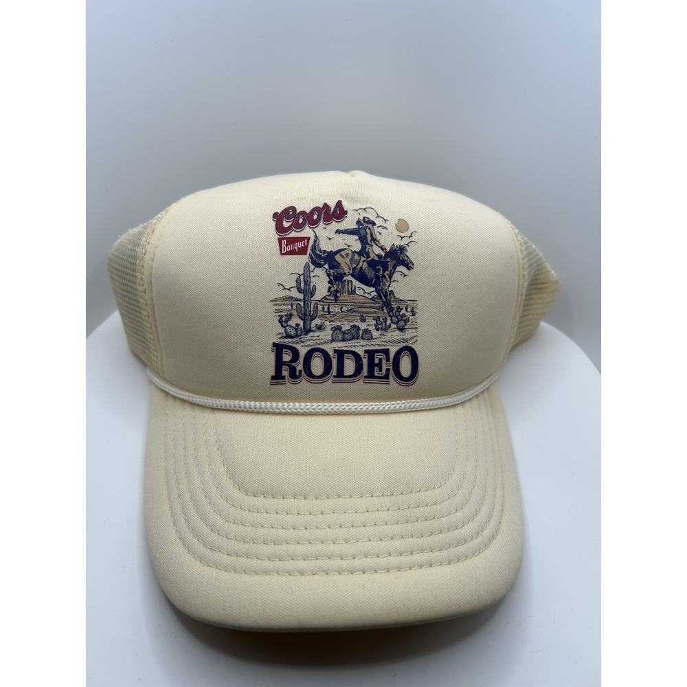 Coors‎ Banquet Rodeo Beige Mesh Trucker Hat Breweriana Collectible